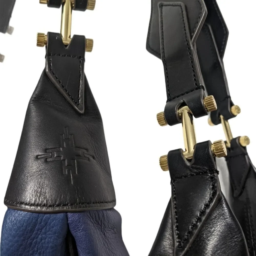 INDIA HICKS Isabella Navy Leather Large Hobo Bag